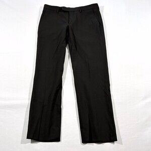 Egara Pants Mens Black Reg Fit Stretch Performance Flat Front Poly Blend 32x28